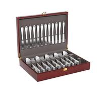 Mahogany Wood Silverware Storage Box,Silverware Case Flatware Chest with Felt Lined,Flatware Storage Box for 12 sets of Utensils,Silverware Chest without Silverware,Silverware Organizer with Lid