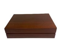 Mahogany Wooden Empty Cutlery Storage Box for 44 Piece 7 Place Setting, Empty Flatware Organizer Case with Green Felt Interior and Brass Clasps