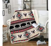 MAHOME Southwest Native American Throw Blanket, Indian Tribal Aztec Sherpa Blanket Geometry Pattern Travel Couch Bed Plush Blanket (59''x79''(150x200cm)), Red