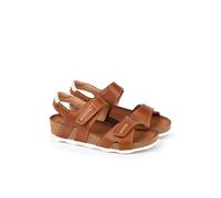 Mahon Leather Wedge Sandals with Touch 'n' Close Fastening Cognac