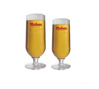 Mahou Pint Lager Beer Pint Glass and Half Pint Glass, 20oz and 10oz, Set of 2