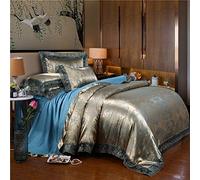 MAHPKYZ Silk Bed Sheets Double,Satin Silk Duvet Cover Sets With Pillowcase, Luxury Satin Jacquard Bedding Set, European Silk Lace Duvet Cover Sheet Pillowcase, Wedding Duvet Cover,22,200 * 230