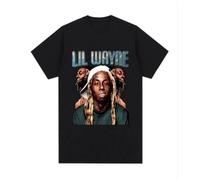 MAHPQC Vintage-Rapper-Lil-Wayne-Graphic-T-Shirt-Men-Women-s-Hip-Hop-Punk-Oversized-T-Shirt Black