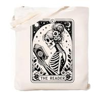 Mahrokh Canvas Book Tote Bag for Women, Book Lover Gifts, Reusable Grocery Bag with Inner Pocket, Cute Tote Bag Aesthetic, 03 the Reader, One Size