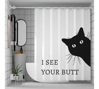Mahrokh Funny Cat Shower Curtain - Waterproof Fabric Shower Curtain Set for Bathroom Decor - Farm Shower Curtain with 12 Hooks - 72x72 Inches - I See Your Butt