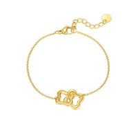 MAHSOD 18K Gold Plated Clover Lucky Bracelet Tiny CuteClover Pendant Bracelet for Women Wrist Jewelry Heart Bracelet for Women Stainless Steel Heart Pendant Link Bracelet Link Bracelet Adjustable Link