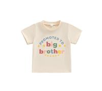 MAHUAOYIXI Todder Boys Matching Brother T-Shirts Short Sleeve Round Neck I'm Going to be a Big Bro Letter Tractor Print Shirt Loose Fit Tops for Baby Boy Brother Matching Outfit (Ivory, 2-3 Years)