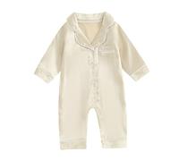 MAHUAOYIXI Toddler Baby Girls Sleepsuits Long Sleeve Pyjama Sets Bow/Strawberry Print Button Down Romper Infant Baby Girls Jumpsuit Newborn Baby Girls Clothes Sleepwear (Gold, 18-24 Months)