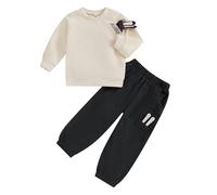 MAHUAOYIXI Toddler Kids Boys Easter Clothes Long Sleeve Letter Print Sweatshirt Pullover Shirts Top and 3D Bunny Ears Elastic Waist Pants 2Pcs Sets Outfits for Little Boys (Dark Grey, 3-4 Years)