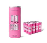 Mai Magic Chai Sparkling Cherry Natural Energy Drink, 12 x 250ml Cans | Functional vegan drink with natural caffeine, vitamins and ginseng. A sparkling cherry healthy drink for on-the-go energy