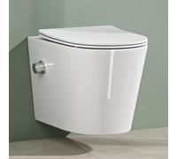 Mai & Mai Aachen601 Wall-Mounted Toilet with Bidet Function, Rimless, White, Ceramic, Wall Mounted with Soft-Close Mechanism
