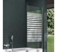 Mai & Mai Bath Shower Screen for Baths | Bath Screen | WH: 80×140cm | Safety Glass with Nano | 1 Folding Screen | Frosted Striped Glass | Cortona201MS