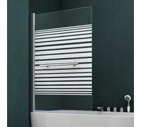 Mai & Mai Bath Shower Screen for Baths | Bath Screen | WH: 95×140cm | Safety Glass with Nano | Handle Bar as Towel Rail | 1 Folding Screen | Frosted Striped Glass | Cortona1122