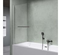 Mai & Mai Bath Shower Screen for Baths | Bath Screen | WH: 95×140cm | Safety Glass with Nano | Handle Bar as Towel Rail | 1 Folding Curved Screen | Cortona112