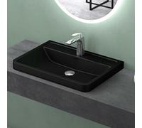 Mai & Mai Bathroom Sink Basin Countertop Wash Basin | Cast Stone Resin Sink Rectangular Matt Anthracite | Solid Surface Sink | WDH：60x42x13cm Col08