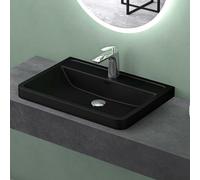 Mai & Mai Bathroom Sink Basin Countertop Wash Basin | Cast Stone Resin Sink Rectangular Matt Anthracite | Solid Surface Sink | WDH：60x42x13cm Col08