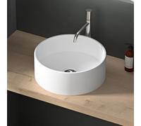 Mai & Mai Bathroom Sink Basin Countertop Wash Basin | Cast Stone Resin Sink Round Small Matt White | Solid Surface Washbasin | WDH：40x40x15cm Col804