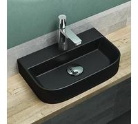 Mai & Mai Bathroom Sink Basin Countertop Wash Basin | Ceramic Black Rectangular | WDH: 38x23x8cm | Modern Design Bathroom Vessel Sink | Nano-Coating Brüssel003