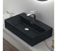 Mai & Mai Bathroom Sink Basin Countertop Wash Basin | Ceramic Rectangular Matt Black Wall-Mounted | Modern Design Bathroom Vessel Sink | WDH：60x36x13 cm | Nano-Coating Brüssel206