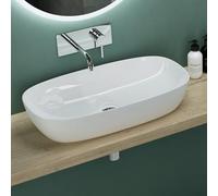 Mai & Mai Bathroom Sink Basin Countertop Wash Basin | Ceramic Rectangular White | Modern Design Bathroom Vessel Sink | WDH：70x37x14 cm | Nano-Coating Brüssel104