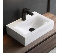 Mai & Mai Bathroom Sink Basin Countertop Wash Basin | Ceramic Rectangular White Wall Hung | Modern Design Bathroom Vessel Sink | WDH：45x30x10cm | Nano-Coating Brüssel118