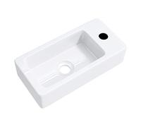 Mai & Mai Bathroom Sink Basin Countertop Wash Basin | Ceramic White Rectangular Small Wall Mounted | WDH: 37×18×9.5cm | Modern Design Bathroom Vessel Sink | Nano-Coating Brüssel3053L