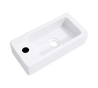 Mai & Mai Bathroom Sink Basin Countertop Wash Basin | Ceramic White Rectangular Small Wall Mounted | WDH: 37×18×9.5cm | Modern Design Bathroom Vessel Sink | Nano-Coating Brüssel3053R