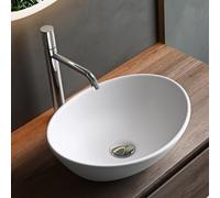 Mai & Mai Bathroom Sink Basin Countertop Wash Basin | Ceremic Oval Matt White | Modern Design Bathroom Vessel Sink | WDH: 42x34x14cm | Nano-Coating Brüssel205