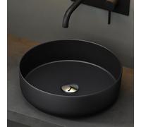 Mai & Mai Bathroom Sink Basin Countertop Wash Basin | Ceremic Round Matt Black | Modern Design Bathroom Vessel Sink | WDH: 40x40x13cm | Nano-Coating Brüssel203