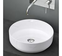 Mai & Mai Bathroom Sink Basin Countertop Wash Basin | Ceremic Round White | Modern Design Bathroom Vessel Sink | WDH: 40x40x13cm | Nano-Coating Brüssel203