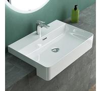Mai & Mai Bathroom Sink Basin Countertop Wash Basin | Ceramic Bright White Rectangular | WDH: 60x42×12cm | Bathroom Sink with Nano-Coating | Brüssel702