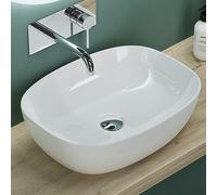 Mai & Mai Bathroom Sink, Ceramic Countertop Wash Basin with Nano Coating | Rectangular Ceramic Countertop Washbasin with Nano Coating for Bathroom Vanity or Ensuite, White, 51x40x14 cm, Brüssel104