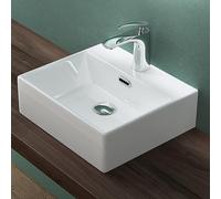 Mai & Mai Bathroom Sink Basin Countertop Wash Basin | Ceramic Rectangular White Wall-Mounted | Modern Design Bathroom Vessel Sink | WDH：40x36x13 cm | Nano-Coating Brüssel206