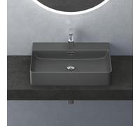 Mai & Mai Bathroom Sink, Ceramic Wall-Mounted Wash Basin with Nano Coating | Rectangular Nano-Coated Ceramic Basin, Countertop/Wall-Hung for Guest Vanity, Matte Anthracite, 60x42x12 cm, Meissen201