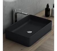 Mai & Mai Bathroom Sink Countertop Basin Wash Basin | Rectangular Ceramic Matt Black | Bathroom Vessel Sink | WDH: 58x38x13cm | Nano-Coating Brüssel105D