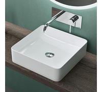 Mai & Mai Bathroom Sink, Square Countertop Wash Basin, Above-Counter Bowl | Nano-Coated Square Ceramic Vessel Bowl, Above-Counter Washbasin for Small Bathroom Vanity, White, 40x40x11 cm, Brüssel105