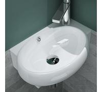 Mai & Mai Cloakroom Basin, Wall-Mounted Washbasin, Small Guest Toilet Sink | Compact Nano-Coated Ceramic Wall-Hung Washbasin for Cloakroom Vanity, Right-Side Tap Hole, White, 42x28x15 cm, Brüssel001L