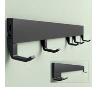 Mai & Mai Coat Hooks Wall Mounted, 5 Sliding Hooks Coat Rack, Aluminium | Heavy Duty Design, Rust Resistant, Multi-Purpose 5 Wall Hooks for Clothes, Hats, Bags, 40cm, Matt Black, Stalo-10