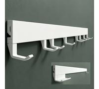 Mai & Mai Coat Hooks Wall Mounted, 8 Sliding Hooks Coat Rack, Aluminium | Heavy Duty Design, Rust Resistant, Multi-Purpose 8 Wall Hooks for Clothes, Hats, Bags, 80cm, Matt White, Stalo-10