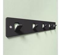 Mai & Mai Coat Hooks Wall Mounted, Coat Rack with 5 Hooks, Drill/No Drill | Heavy Duty Coat Hooks, Coat Hanger Rail Wall Hooks, Rust Resistant for Clothes, Hats & Bags, Black, Stalo-14