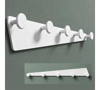 Mai & Mai Coat Hooks Wall Mounted, Coat Rack with 5 Hooks, Drill/No Drill | Round Hooks, Rust Resistant, Heavy Duty Design, Ideal for Kitchen, Bathroom, and Entryway, White, Stalo-18