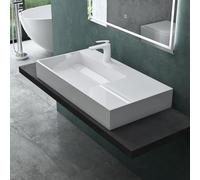 Mai & Mai Col12-Left Countertop Washbasin 90 x 48 x 13 cm in White Cast Mineral Without Overflow