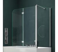 Mai & Mai Folding Shower Screen for Baths | Bath Shower Screen | WDH: 75×120×140cm | Safety Glass with Nano | 2 Folding Screens | with Wall Stabiliser | Cortona113
