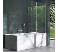 Mai & Mai Folding Shower Screen for Baths | Bath Shower Screen | WH: 120×140cm | Safety Glass with Nano | 2 Folding Screens | 180 Degree Pivot | Cortona1408