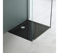 Mai & Mai Lucia Shower Tray 90 x 100 cm Non-Slip Acrylic Black Shape: Rectangular 4 cm Height