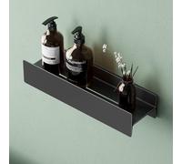 Mai & Mai Shower Caddy No Drill, Bathroom Storage Shelf with Screw Mounting and Optional Adhesive Installation, 40cm Wall Mounted Shower Shelf with Towel Hanging Space, Reglo-03, Matte Black