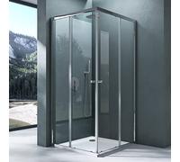 Mai & Mai Shower Enclosure with Double Sliding Door Corner Entry Real Glass Lotus Effect Shower Cubicle ESG Safety Glass with Magnetic Closure 70×90×190cm Without Shower Tray R16K Plus