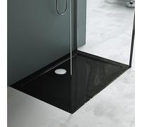 Mai & Mai Shower Tray Bathroom | Acrylic | Black | Rectangular Shower Tray | WDH: 80×100×4cm | Durable Modern Shower Base for Shower Enclosures Faro2