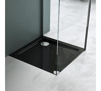 Mai & Mai Shower Tray Bathroom | Acrylic | Black | Square Shower Tray | WDH: 80×80×4cm | Durable Modern Shower Base for Shower Enclosures Faro1