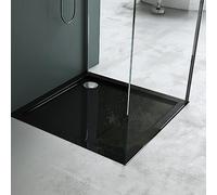 Mai & Mai Shower Tray Bathroom | Acrylic | Black | Square Shower Tray | WDH: 90×90×4cm | Durable Modern Shower Base for Shower Enclosures Faro1